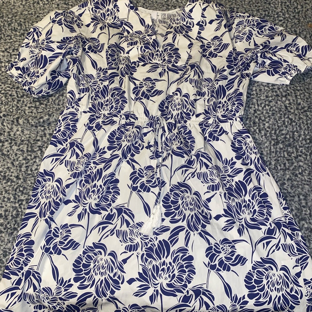 Blue and white flower dress size XL
